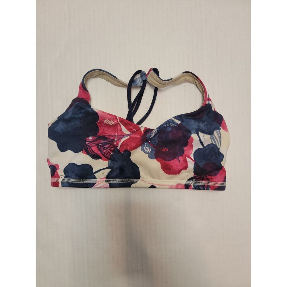 Lululemon Floral Energy Sport Bra Sz 4 Womens Crisscross Racer Back Multicolor